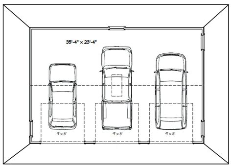 average width of 3 car garage